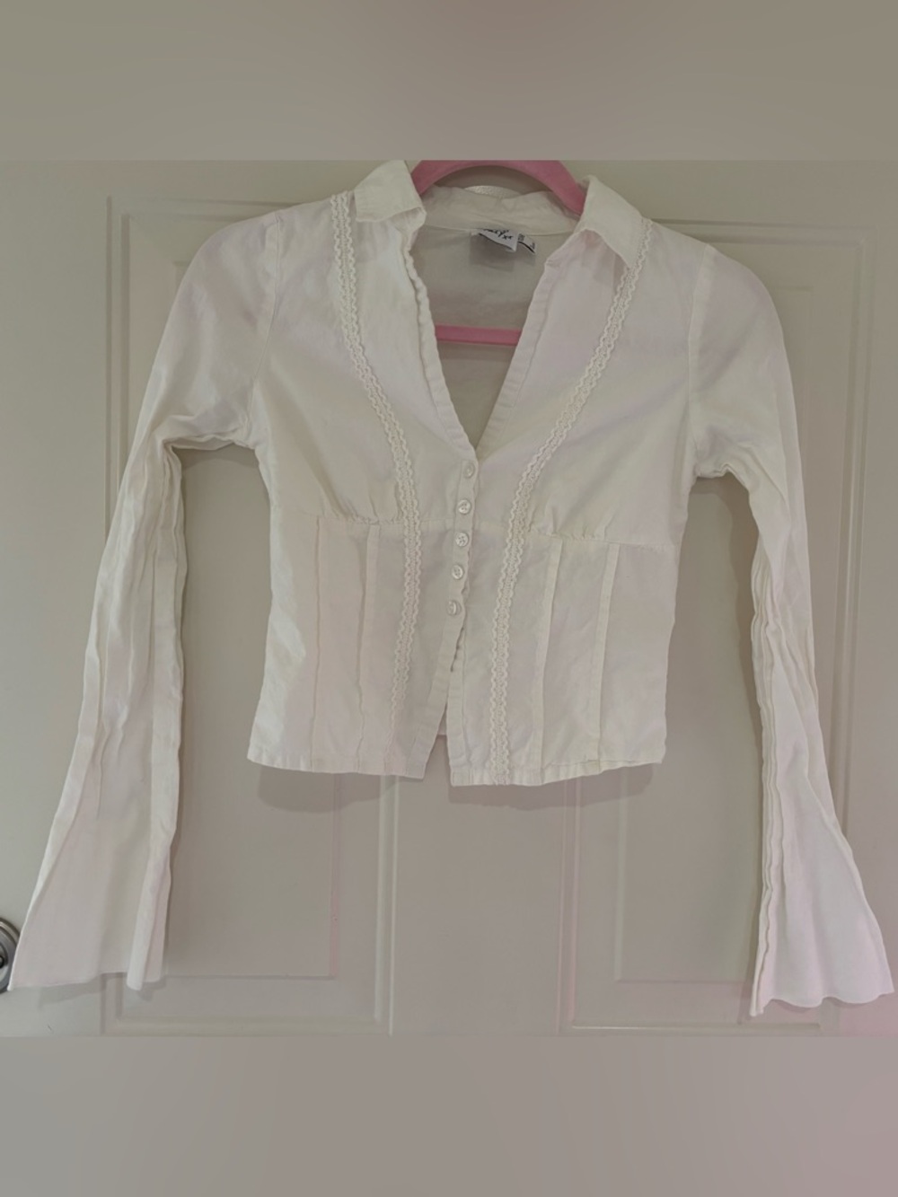 Princess Polly White Button Down Shirt with details size 0